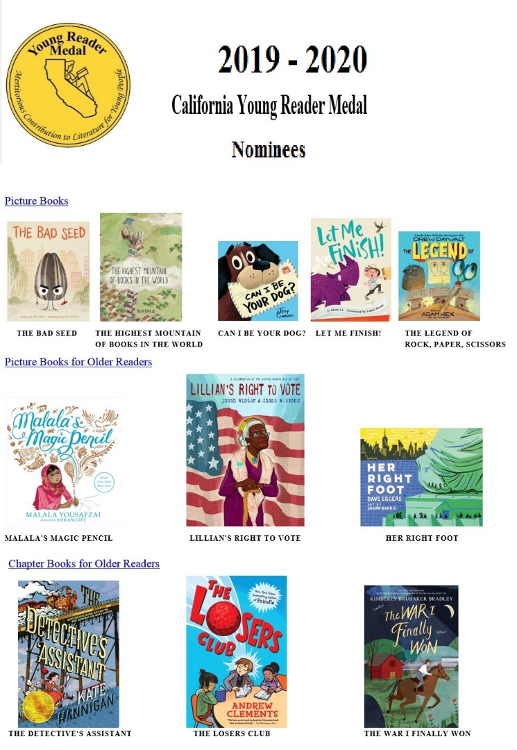 2019-2020 California Young Reader Medal Nominees